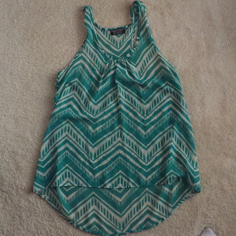 Green chevron patterned shirt